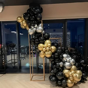 Schwarz & Gold Ballonbogen Kit Silber Girlande Geburtstagsdekoration 100-200 Stck. - Bild 1 von 8