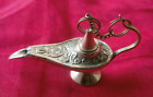 Brass Aladin Genie Oil Lamp Magic Lamps Aladdin Chirag Incense Burner Antique 6"
