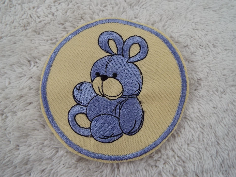 Easter Blue BUNNY 3-3/4" Embroidery Iron-on Custom Patch (E10x) - Image 1 of 1