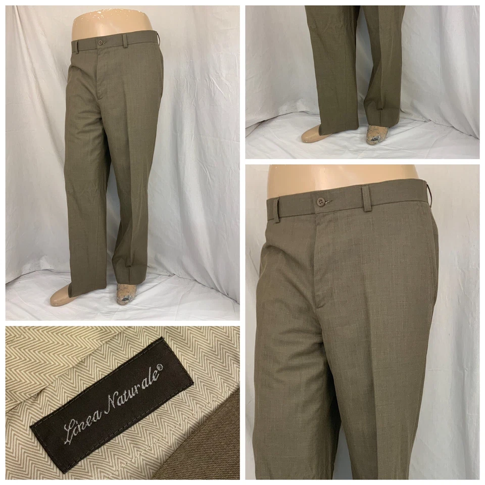 Pantalones de hombre Linea Naturale 36x29 bronceado microfibra frente plano usados una vez YGI P1-782 Foto 1 de 4