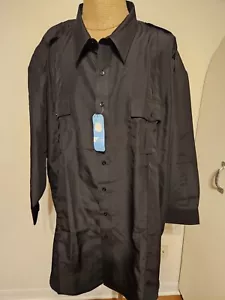 UNIFORM GROUP, MEN'S BLACK POLY LONG SLEEVE WORKWEAR SHIRT W/PCKTS, SIZE 22.5/35 - Picture 1 of 9