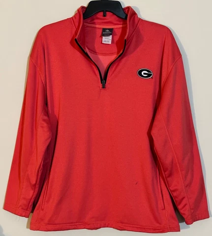 Georgia Bulldogs Men's Quarter Zip Jacket Size XL Red UGA Shirt Embroidered Logo Cover