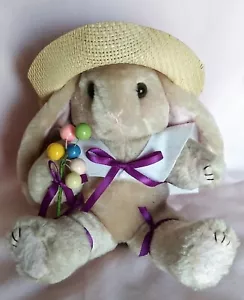 Osterhase Plüschtier Gelenkballon Blumenstrauß Strohhut - Bild 1 von 5