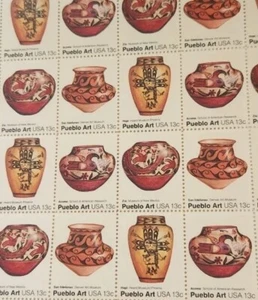 Sheet Of 40 Pueblo Art Stamps 13 cent- Scott 1706-1709 MNH - Picture 1 of 2