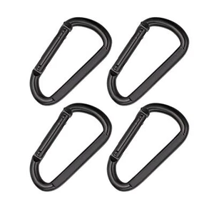 OWAYOTO 3 Inch Black Carabiner Heavy Duty Spring Snap Hook D Shape Steel Clip... - Picture 1 of 7