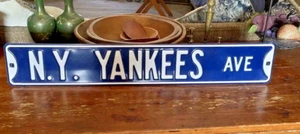 Official MLB New York Yankees Ave. Steel Sign 36x6 Blue & White MLB Street Sign - Picture 1 of 4
