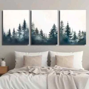 3pcs Forest Trees Silhouette Forest Pine Metal Print Ready to Hang Art - Picture 1 of 7