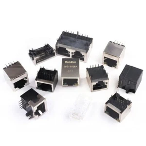 With/ Without LED RJ45 Sockets Adapter Connector Plug PCB Mount Shielded Network - Afbeelding 1 van 23