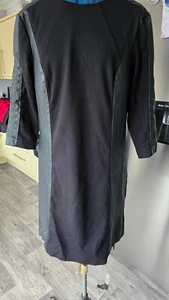 TED BAKER BLACK KNEE LENGTH DRESS WITH LEATHER PANEL TRIM SIZE 3 - Picture 1 of 4