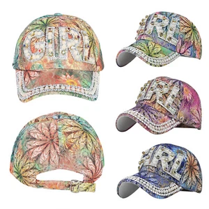 Female Summer Casual Flash Drill Floral Print Baseball Caps Adjustable Hat Sport - Picture 1 of 24