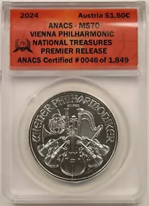 2013 Austria Vienna Philharmonic Silver 1,50 Euro ANACS MS 70 - Picture 1 of 4