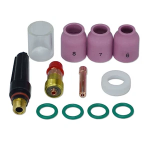 TIG Stubby Gas Lens 17GL332 Pyrex Cup #10 Ceramic Cup Kit for WP 17 18 26 12pcs - Picture 1 of 9