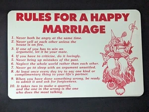 Regole Per Un Matrimonio Felice Insegna Plastica Novità 10 Regole Idee Regalo - Foto 1 di 4