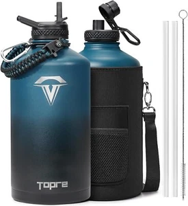 One Gallon Water Bottle,128oz Insulated Flask Stainless Steel Vacuum,Cold 48 Hrs - Picture 1 of 7