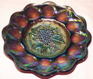 Vintage Imperial Carnival Glass Purple Heavy Grape Plate 8 1/4" - Picture 1 of 6