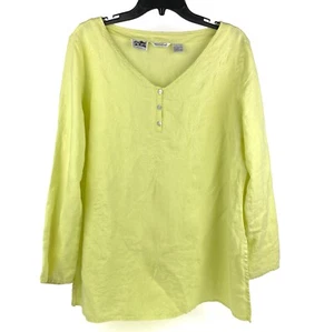 Camisa de lino irlandesa verde para mujer Richard Malcolm XL manga larga bordada - Imagen 1 de 10