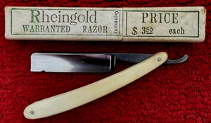 VINTAGE Rheingold LIGHT WERK SOLINGEN GERMANY Magnetic Blue Steel Straight Razor - Bild 1 von 7