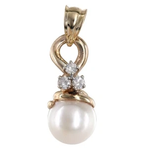 Gold-Diamond & Stone Pendant 3 Diamonds .12CTW 14K Yellow Gold 2.2g (PZ2001996) - Picture 1 of 6