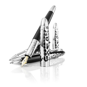 Lujo Waldmann, plata de ley, leopardo, pluma estilográfica, pluma 18 kt - Imagen 1 de 4