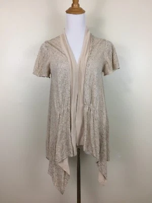 Cárdigan abierto manga corta ALBERTO MAKALI para mujer talla mediana beige gris mezcla de lino Foto 1 de 4