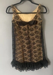 Vintage Black Embroidered Dress Unbranded Nude Slip - Picture 1 of 2