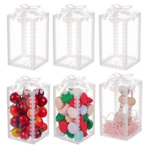 24PCS Clear Plastic Gift Box with Bowknot Transparent PVC Favor Packing Box - Picture 1 of 8