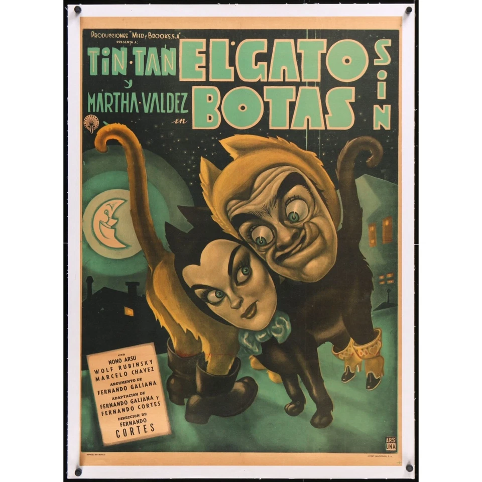 EL GATO SIN BOTAS (1957) Original Linenbacked Mexican Movie Poster 27"x37" - Image 1 of 3