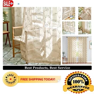 Light-Filtering Leaf Embroidered Sheer Curtains - 2 Panels for Living Room - Picture 1 of 10
