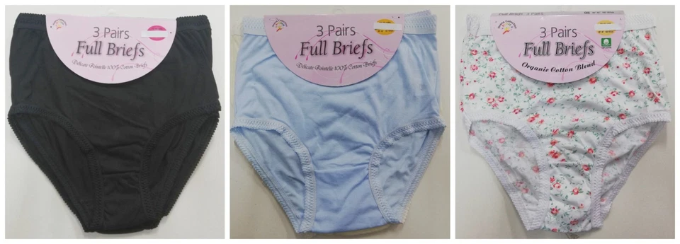 PACK DE 3 BRAGAS CALZONCILLOS 100 % algodón para mamá TALLAS 10-20 negros florales lisos para damas Foto 1 de 1