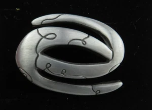 Vtg. Lisa Jenks Modernist Heavy Brushed Pewter Slide Pendant/Scarf accessory - Picture 1 of 15