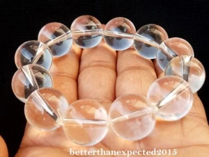 Splendido Look Naturale Cristallo Quarzo Rosario Sphatik Bracelet - Perline Eu - Picture 1 of 2