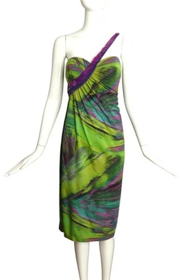 ICEBERG - напечатано трикотажа и блестки одно плечо платье, размер 8 - Изображение 1 из 4