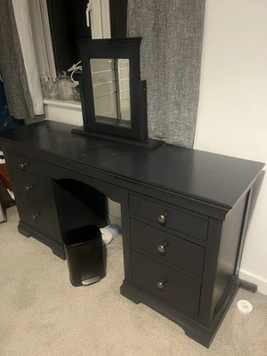 Cotswold Black Dressing Table With Mirror - Image 1 of 4