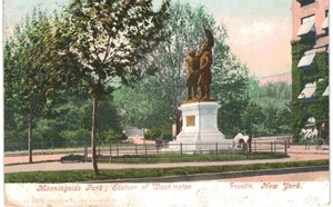Statue NYC Morningside Park Washington La Fayette 1910 New York City - Foto 1 di 2