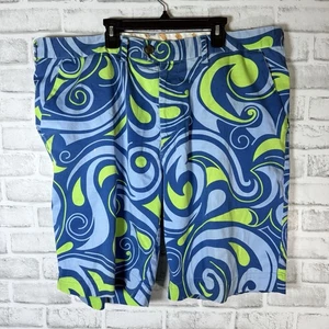 Loudmouth Golf Blue Abstract Print Golf Shorts Mens Size 40 - Picture 1 of 5