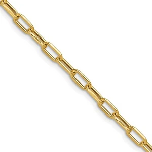 14k Yellow Gold 3.7mm Semi-Solid Beveled Paperclip Chain Necklace 18" 5.1gm - Picture 1 of 5