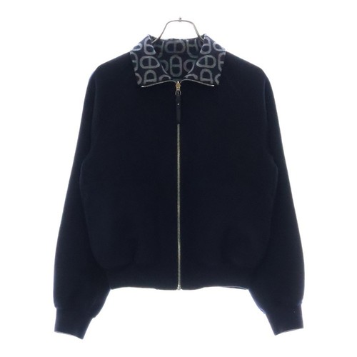 HERMÈS Giacca bomber Hermes 24AW Sheine lana scura reversibile zip blu navy
