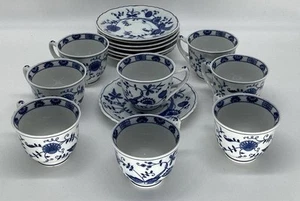Seymour Mann Vienna Woods Blue Onion Cup & Saucer Set Of 8 Blue White Fine China - Picture 1 of 11