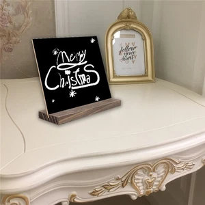  Two Sides Mini Tabletop Chalkboard Signs with Rustic Style Wood Base Stands - Picture 1 of 11
