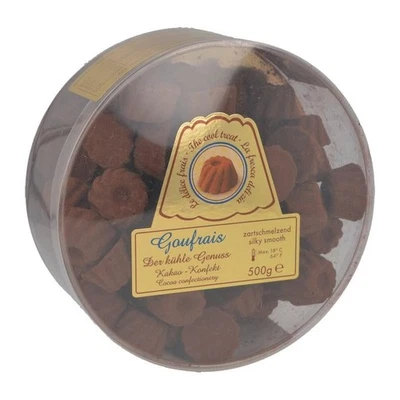 (41,70 Euro/1 kg) Goufrais cocoa confectionery, round box, 500 g - Image 1 of 3