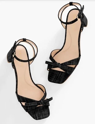 NEW TALBOTS BLACK LILY RAFFIA BLOCK HEEL SANDALS SHOES SZ 9.5 - Image 1 of 2