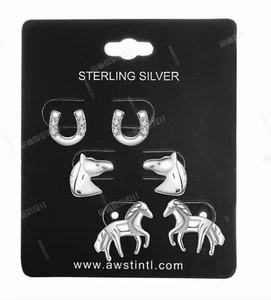 AWST Int'l Sterling Silber verschiedene Pferde Ohrringe | Reitschmuck - Bild 1 von 1