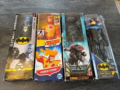 Lot Of 4 DC Comics  12" Action Figures Batman Firestorm Black Manta Nightwing #U - Image 1 of 4