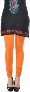 Women Cotton Churidar Legging Extra Long Plain Solid Pant Daily Wear Orange - Bild 1 von 3