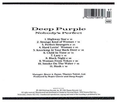 Deep Purple - Nobody's Perfect - Deep Purple CD P0VG The Cheap Fast Free Post - Bild 1 von 2