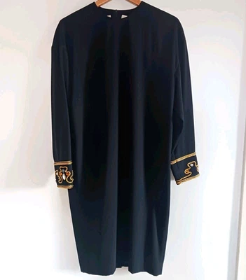 Vtg Liz Claiborne Dress Little Black Sheath 90s Y2K Gemstone JEWEL CUFFS Sz 14 - Image 1 of 4