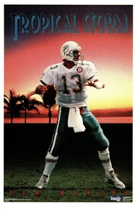 Dan Marino NFL Miami Dolphins Tropical Storm POSTER Costaco Brothers 1991 NEW - Picture 1 of 6