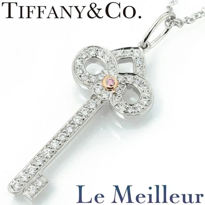 TIFFANY & Co. ключ коллекции ключ подвеска розовый бриллиант Dia K18 Pt950PG P0042391 - Изображение 1 из 4