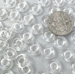 Large Hole Donut Beads, 9mm Crystal White w/Gloss Finish, 20Pcs, w58 - Picture 1 of 2