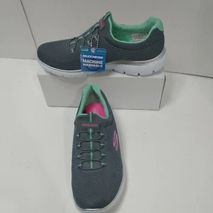 Skechers Damengröße 9 Memory Foam Summits 12980 grau/grün gebraucht, in einwandfreiem Zustand - Bild 1 von 9